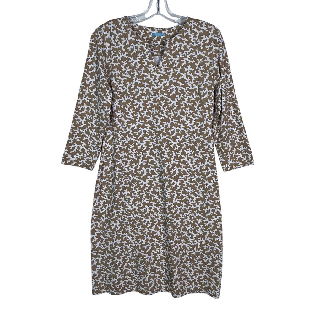 J. McLaughlin Carly Dress Coral Print Catalina Cloth Sand White Womens Medium
